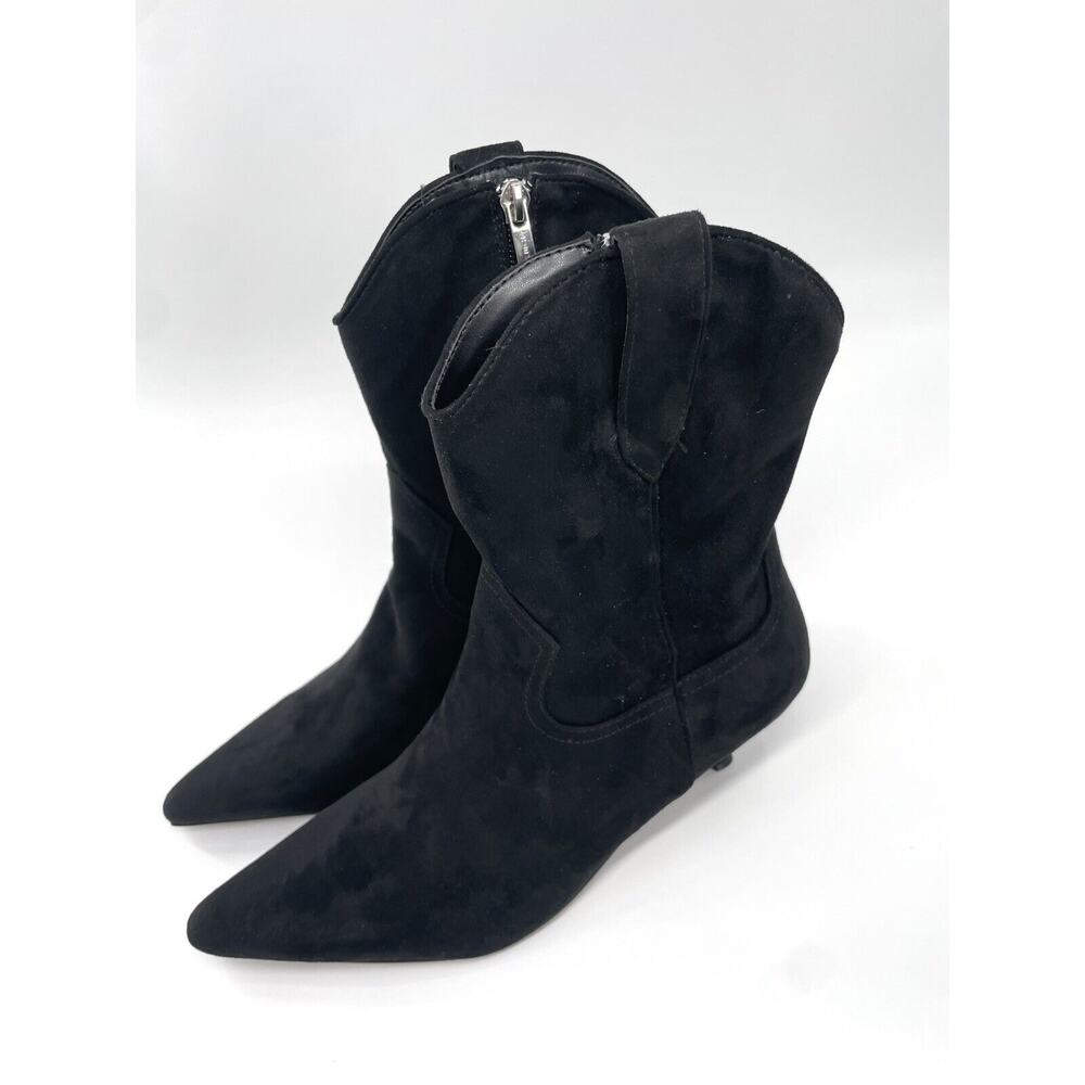 Steven New York Bana Pointed Toe Black Western Stiletto Boots Size 7M  NWT